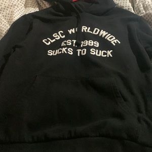 Black hoodie SUCKS TO SUCK EST 1989 lined. Size Medium Only available